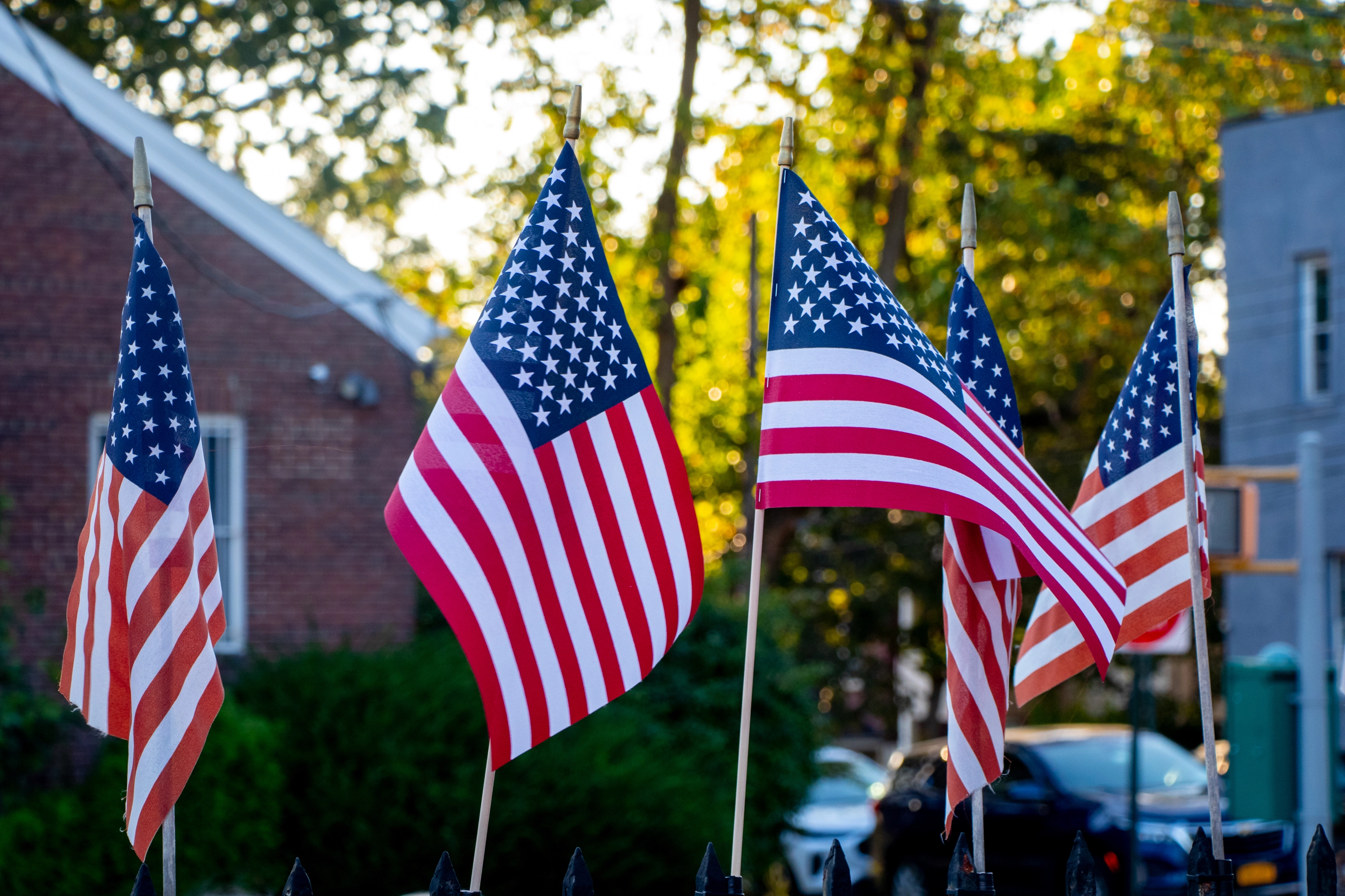 American flags at POW/MIA service